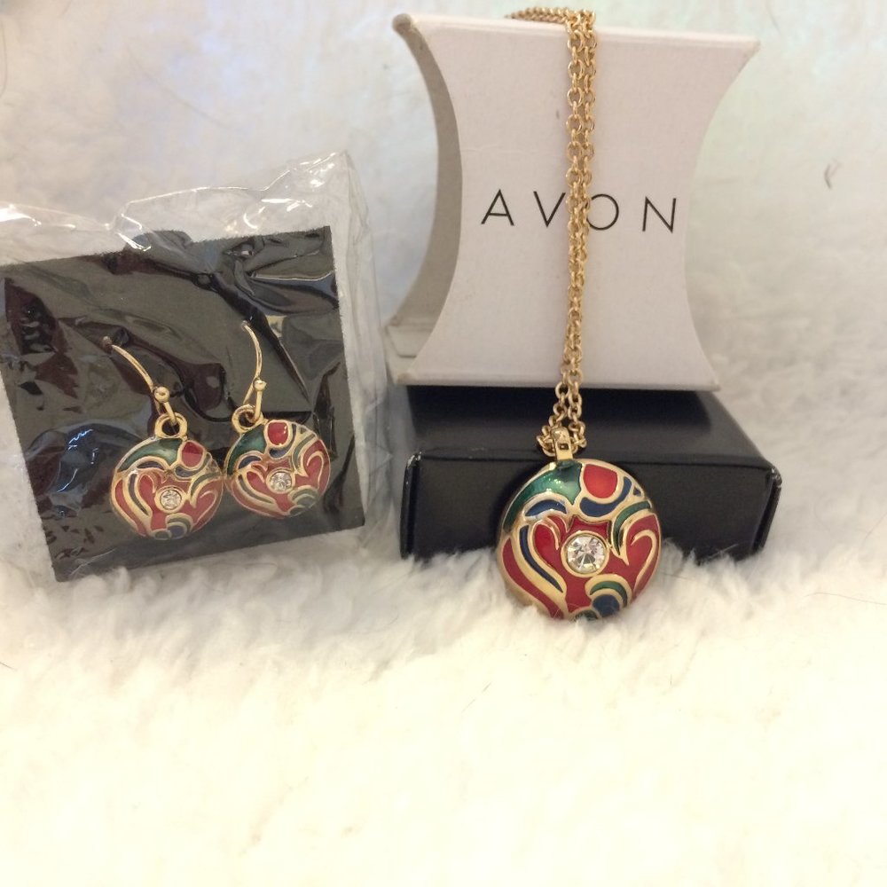 AVON MultiColor Jump For Joy Necklace Earring Set